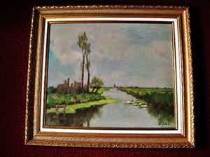 Jacobus Bijtel - omstreeks 1950 GROOT olieverf "Hollands polderlandschap" gesigneerd verkocht voor € 1!