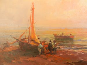 Niet of onleesbaar gesigneerd - B. Muxaurob - strand bij zonsondergang kopen? Bied vanaf 1!