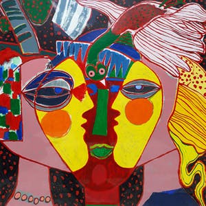 Corneille - Visages, zeefdruk (mooi ingelijst, groot) kopen? Bied vanaf 550!