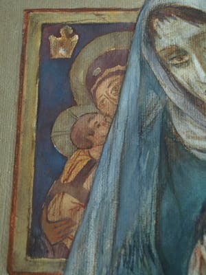 Klaas Pijlman - Ingelijste gouache , “Madonna en Kind” – 1993 kopen? Bied vanaf 1!