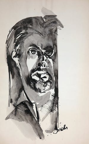 Joe Wols - Gemengde techniek op papier, Portret kopen? Bied vanaf 1!