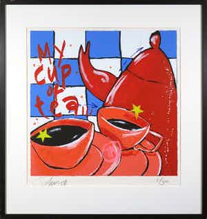 Selwyn Senatori - Zeefdruk, My cup of tea - Ingelijst verkocht voor € 120!