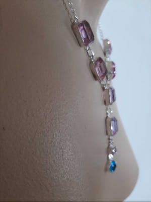 Curiosa - Zilveren ketting 925 met kunziet en topaaz Swarovsky kopen? Bied vanaf 20!