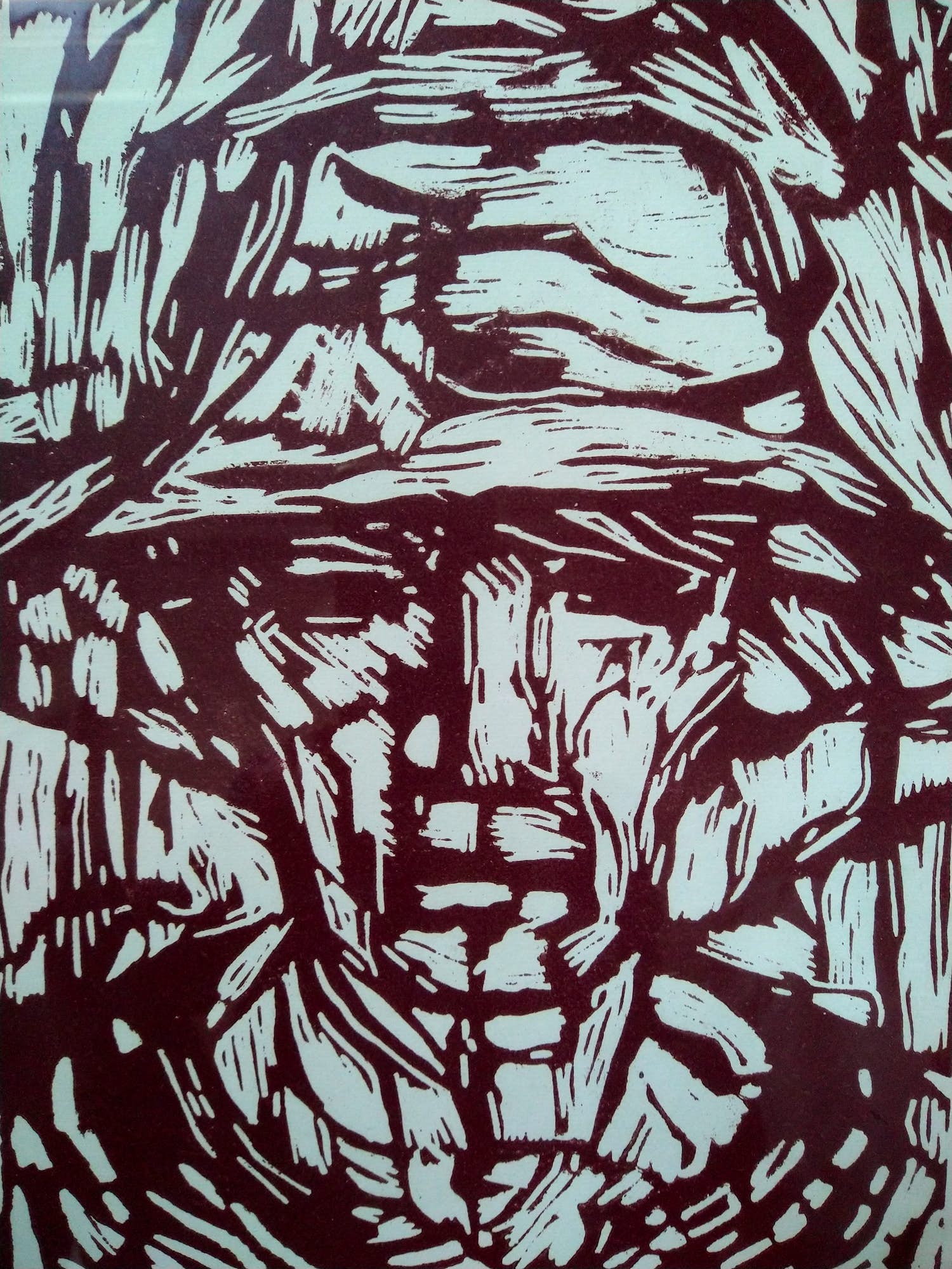 Niet of onleesbaar gesigneerd - Man met hoed - hout/lino snede kopen? Bied vanaf 1!