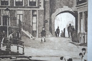 Willem Witsen - Ets - 1912 - het Beurspoortje Amsterdam - fraai ingelijst kopen? Bied vanaf 250!