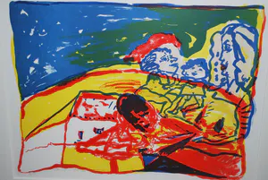 Pieter Defesche - Het gezin - grote kleurenlitho oplage 100 - zuurvrij ingelijst - incl.catalogus kopen? Bied vanaf 100!