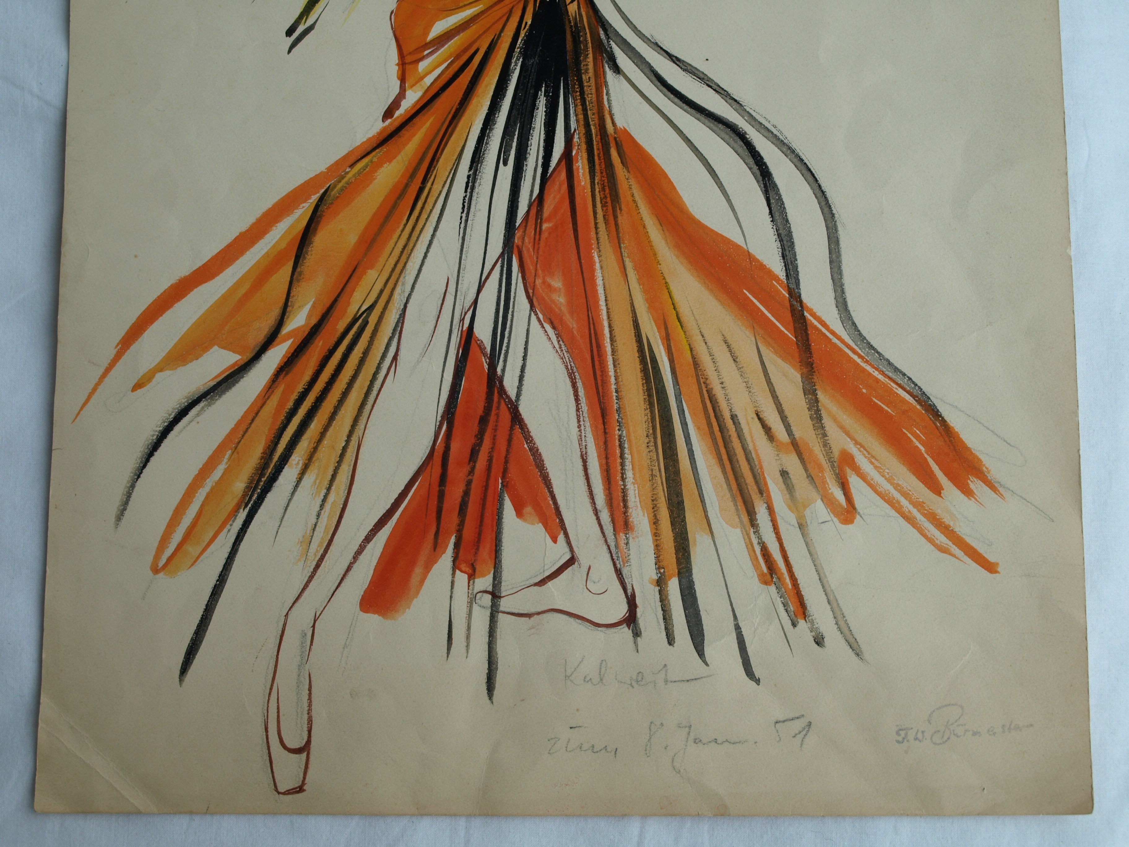 Niet of onleesbaar gesigneerd - Aquarel , Danseres – gesigneerd – 1951 kopen? Bied vanaf 1!