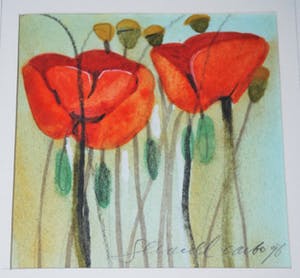 Gerard Carbo - Klaprozen - ingelijste aquarel kopen? Bied vanaf 30!