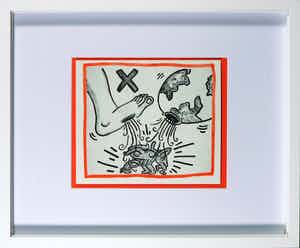 Keith Haring - Zeldzame litho uit het portfolio Against all odds - Ingelijst verkocht voor € 1!