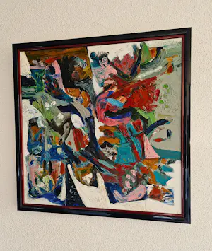 Ravindra Salve - Mumbai India - Zeer pasteus geschilderd olieverf op doek - abstract - gesigneerd kopen? Bied vanaf 186!