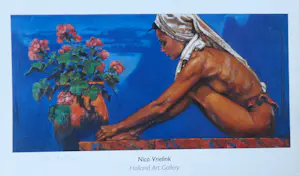 Nico Vrielink - NAAKTE ZITTENDE VROUW / KLEUROFFSET / 60x100cm / SIG / HOLLAND ART GALLERY kopen? Bied vanaf 20!