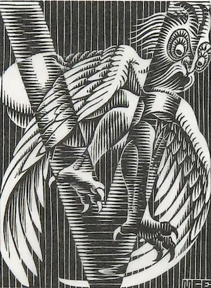 M.C. Escher - Houtdruk, Letter 'V' uit Scholastica kopen? Bied vanaf 100!
