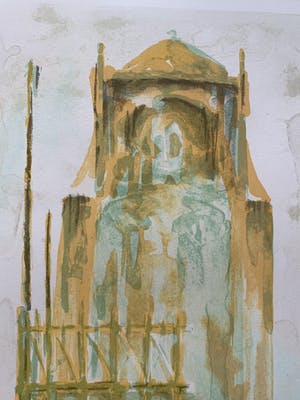 Ardi Brouwer - kleurenlitho - 'Toren III' - 1990 (Kleine oplage) kopen? Bied vanaf 70!