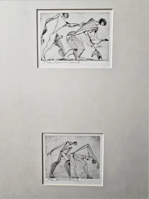 Theo Beerendonk - twee expliciete jaren 60 droge naald Etsen "posities" - gesigneerd kaufen? Bieten Sie von 53!