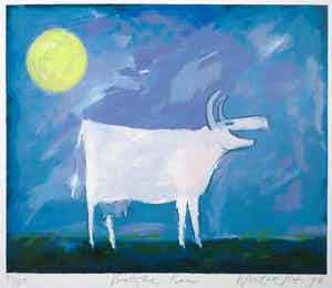 Wouter Stips - Zeefdruk, Vrolijke koe verkocht voor € 40!