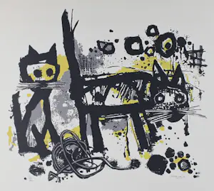 Maurice Haccuria - Katten spelend met een bol wol. kopen? Bied vanaf 55!