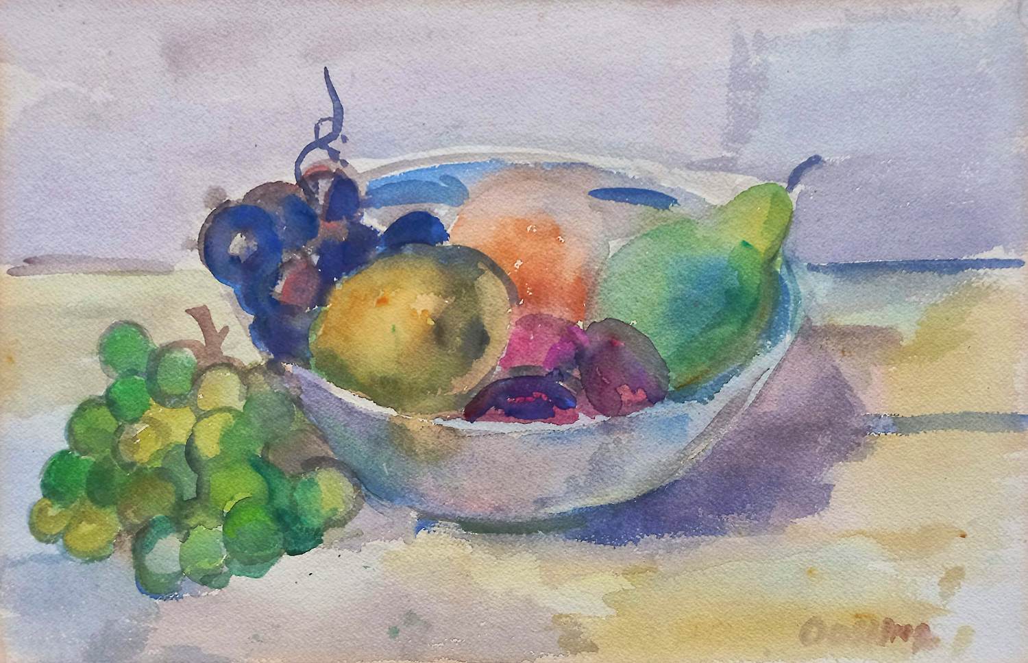 Jeanne Bieruma Oosting - Schaal met fruit, aquarel op papier (netjes ingelijst) kopen? Bied vanaf 550!