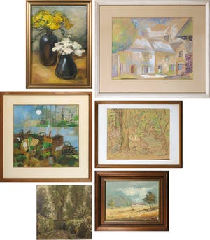 Arthur Feudel - e.a. - Lot van zes werken met verschillende technieken - Ingelijst kopen? Bied vanaf 1!