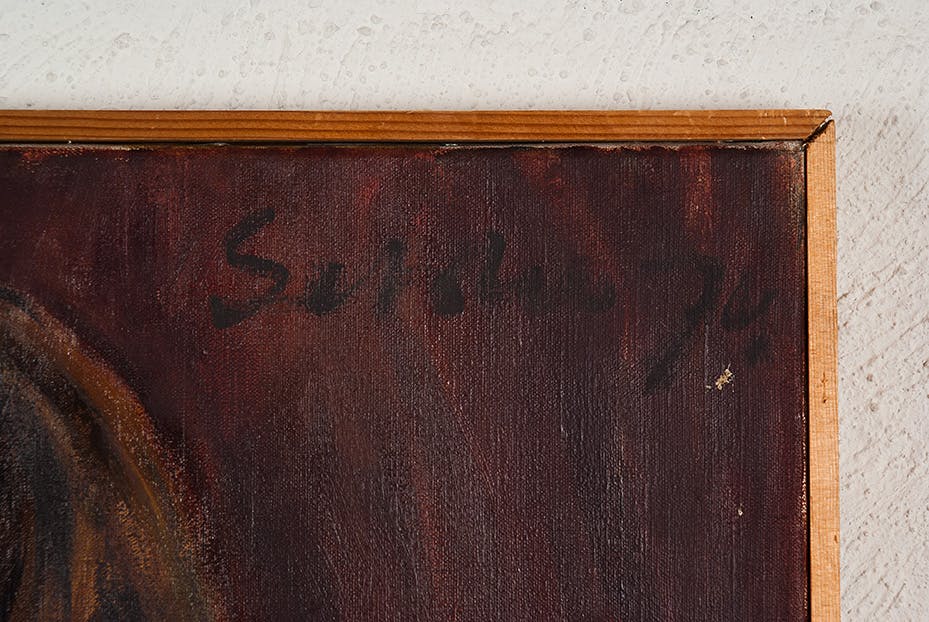 Setske Beek - Zelfportret - Olieverf op doek - gesigneerd r.b. - BKR Amsterdam - 1974 kopen? Bied vanaf 10!