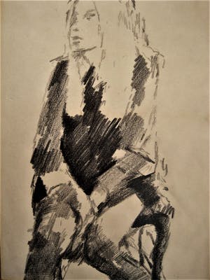 Frans Kohler - Leuke jaren 60 (1968) Houtskooltekening "zittend meisje" gesigneerd kopen? Bied vanaf 18!