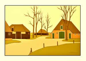Klaas Bernink - Landschap met boerderijen verkocht voor € 150!