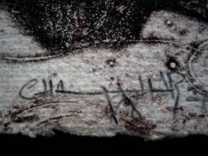 Niet of onleesbaar gesigneerd - Intrigerende oude RELIËFDRUK "de Jacht / la Chasse" - gesigneerd kopen? Bied vanaf 10!