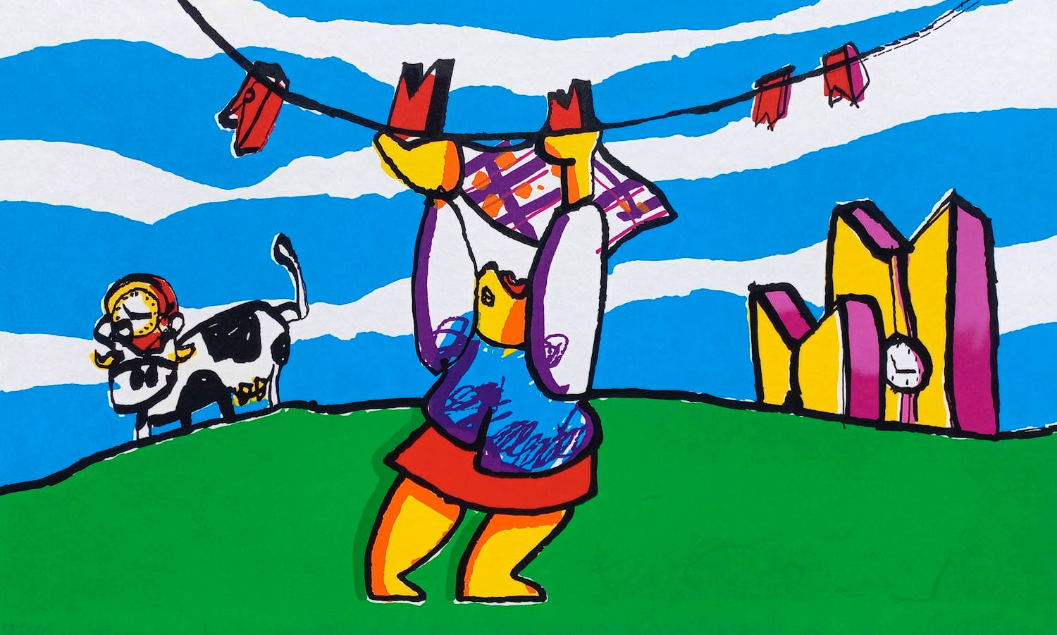 Herman Brood - Wasdag, zeefdruk (mooi ingelijst, groot) kopen? Bied vanaf 350!