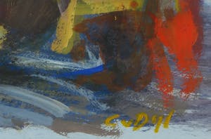 Cees van Dijl - Gouache, Abstracte compositie - Ingelijst kopen? Bied vanaf 50!