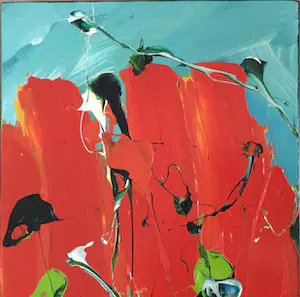 Ad van Hassel - 2 Rode Tulpen | kleurrijk olieverf schilderij kopen? Bied vanaf 45!