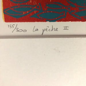 Diana van Hal - La Peche 2 - Houtsnede, Ingelijst kopen? Bied vanaf 59!