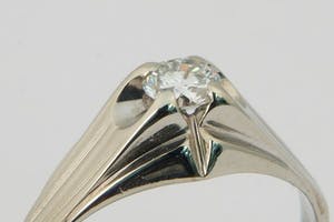 1490 - Exclusieve 14 Kt. Witgouden & Diamanten solitairring 0.50ct /H/vs1 kopen? Bied vanaf 480!