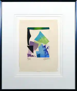 Didier Chmits - Kleurenets, Abstracte compositie - Ingelijst verkocht voor € 1!
