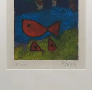 Giovanni Vetere - Zeefdruk, Eenoudergezin bij vissen - Ingelijst kopen? Bied vanaf 40!