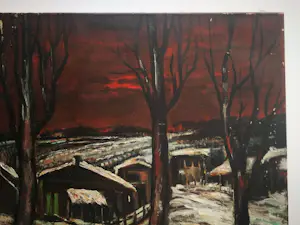 Jacques Mels - Landschap. Bos in de sneeuw. kopen? Bied vanaf 69!