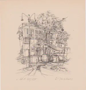 Reinhold W. Timm - e.a: zes handgesigneerde zeefdrukken/etsen: Gebouwen, o.a. Amsterdam kopen? Bied vanaf 29!