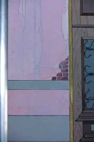 Kees Balvers - Acryl op doek, Vijf poppen voor een raam - Ingelijst kopen? Bied vanaf 100!