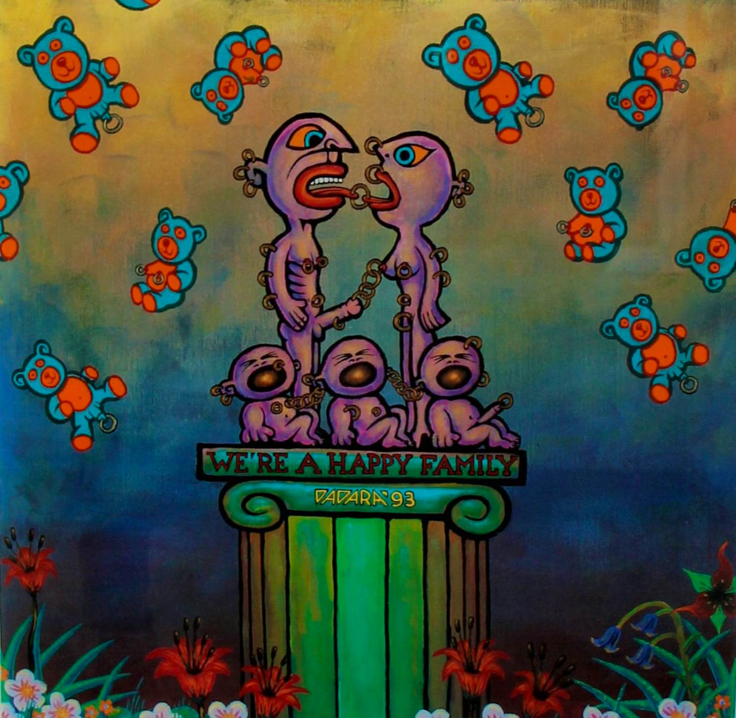 Dadara - Ingelijste zeefdruk: We're a Happy Family - 1994 kopen? Bied vanaf 175!