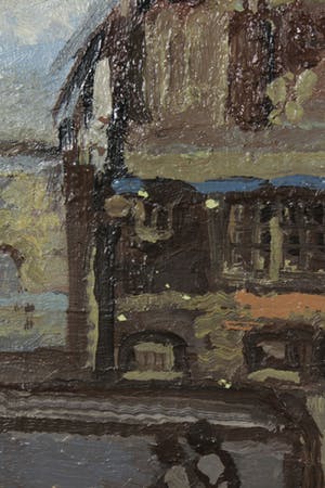 Rudi Seidel - Olieverf op doek, Gezicht op poorthuis - Ingelijst kopen? Bied vanaf 50!