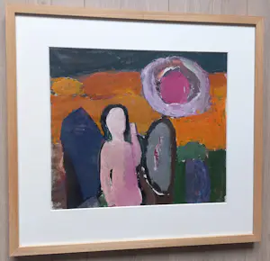 Gene Eggen - Figuur in zonnig landschap, olieverf op papier (netjes ingelijst) kopen? Bied vanaf 195!