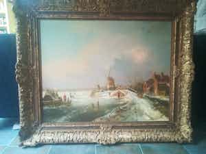 Niet of onleesbaar gesigneerd - Winterlandschap verkocht voor € 1!
