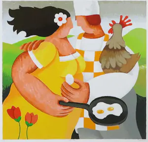 Yvonne Zomerdijk - Zeefdruk, Kakelvers - Ingelijst kopen? Bied vanaf 1!