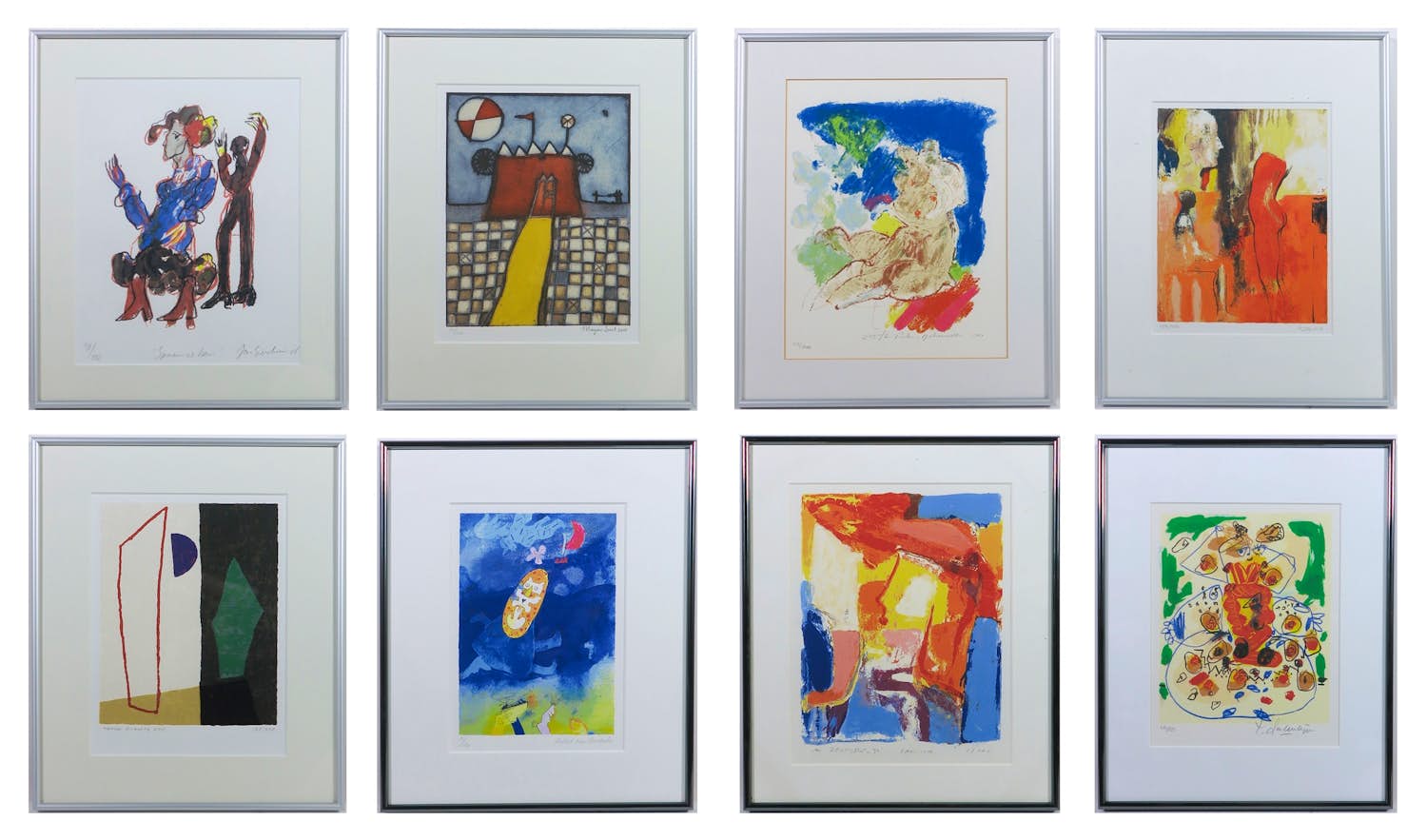 Harrie Gerritz - Michel v Overbeeke, Jan Sierhuis, + anderen! SET van 8 kleine ingelijste werken kopen? Bied vanaf 100!