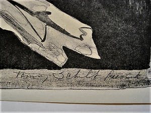 Femmy Schilt-Geesink - Mooie Lithografie "de Annunciatie" ontwerp voor glas in lood raam - 7 ex. kopen? Bied vanaf 27!