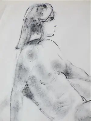 Isaac Naarden - Zittend Naakt - Inkttekening kopen? Bied vanaf 1!