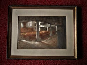 Gerke Henkes - "Meester van het verstilde interieur" AQUAREL "invallend licht lege Kerk" gesig. kopen? Bied vanaf 10!