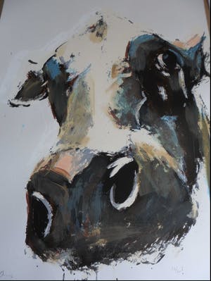 Theo Onnes - Zeefdruk. Titel. "Cow 2 ( Groot ) kopen? Bied vanaf 120!
