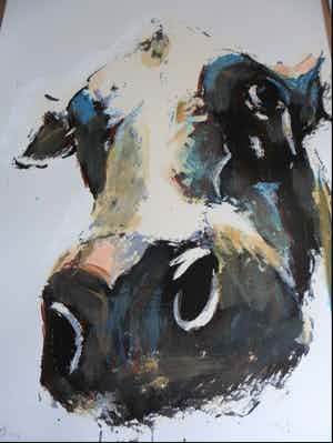 Theo Onnes - Zeefdruk. Titel. "Cow 2 ( Groot ) verkocht voor € 120!