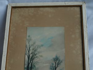 Niet of onleesbaar gesigneerd - Ingelijste gouache, Landschap – gesigneerd (Du Chattel?) - oud - kopen? Bied vanaf 1!