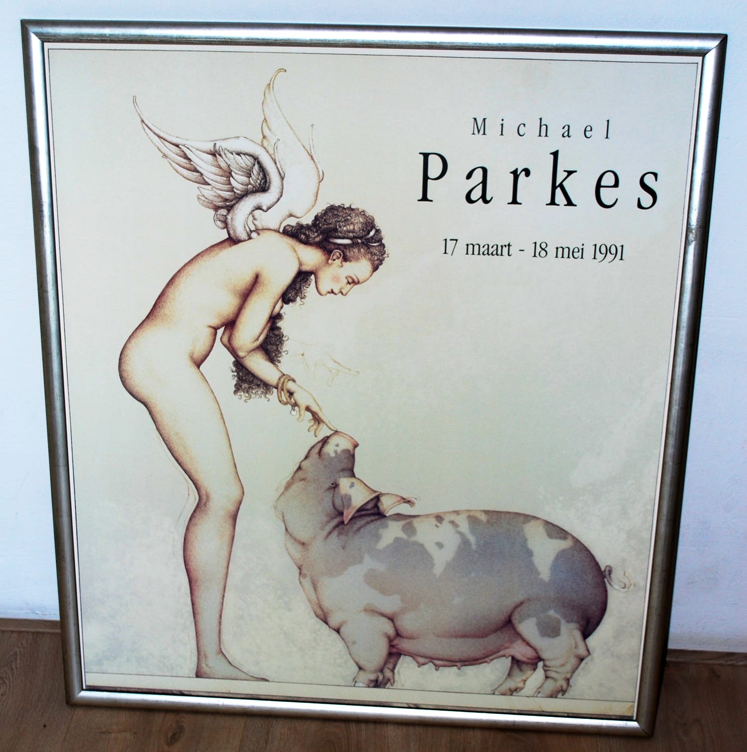 Michael Parkes - zeer grote en zeldzame affiche op karton, prachtig ingelijst - kopen? Bied vanaf 95!