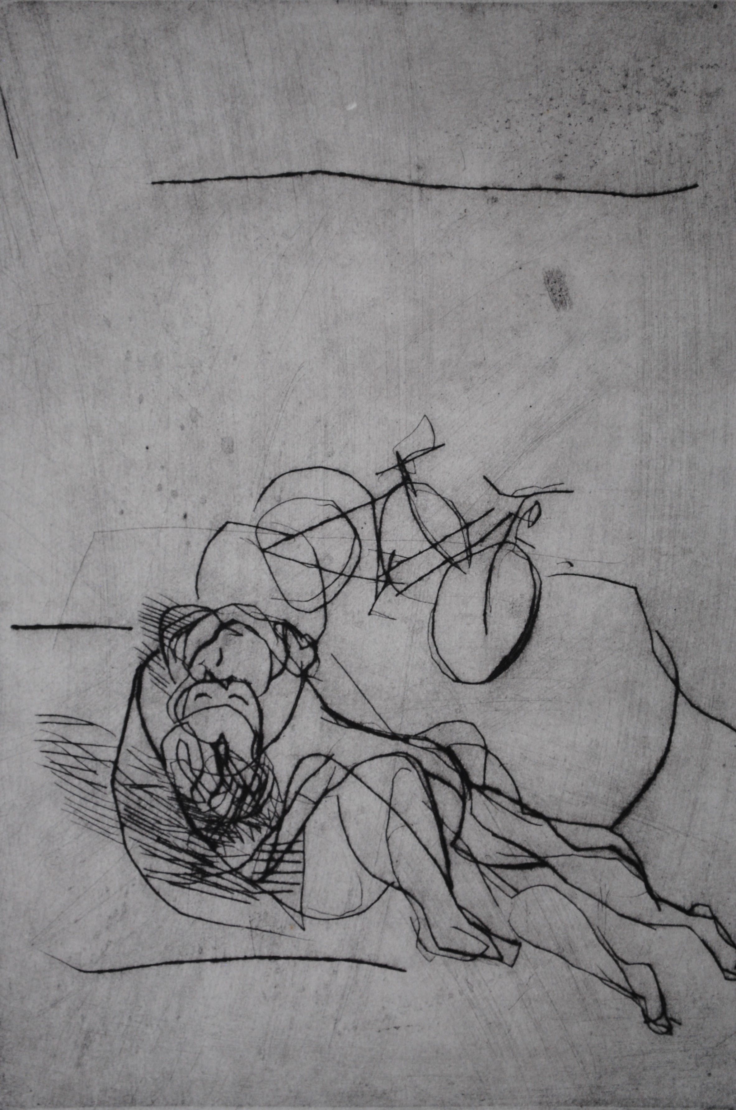 Ger Lataster - Ets - 1955 - 2/25 - vrijend paartje met fietsen verkocht voor € 400!